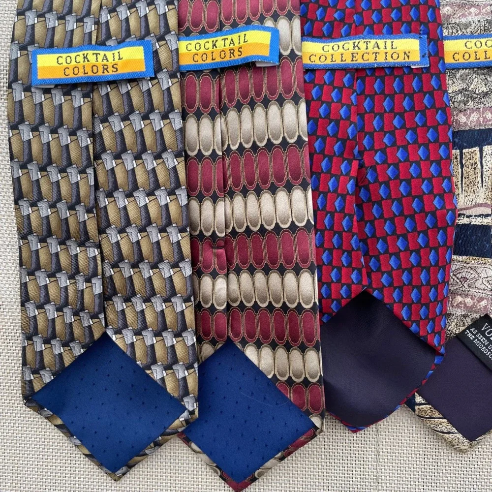 Cocktail Collection Silk Tie Bundle Geometric Abstract Multicolor 7 Piece Lot
